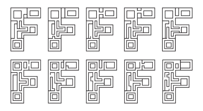 A collection of intricate maze designs on a Transparent Background