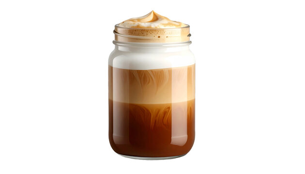 Latte Macchiato in einem Glas, isoliert auf transparentem Hintergrund im PNG-Format