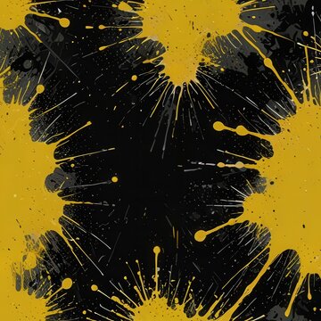 Abstract Radial Paint Splash Frame in Sulfur Yellow and Graphite Black Background