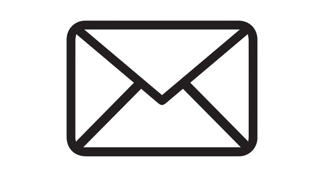 A simple black icon of an envelope on a Transparent Background for communication and messaging