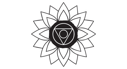 Fototapeta premium A black and white illustration of the Svadhisthana chakra symbol in a lotus flower