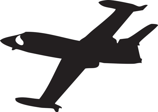 Learjet 35 Airborne Military Aircraft Silhouette, Editable Vector