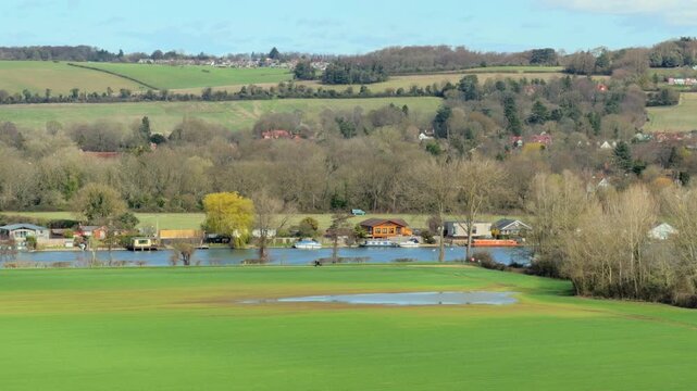 Spring landscape at Bourne End, Marlow, Buckinghamshire, England. Spring Sunny day