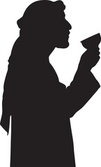 Silhouette of a person holding a trumpet in traditional attire