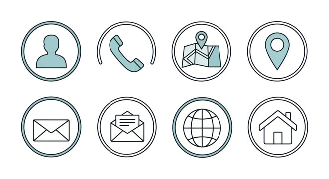 Set of web and communication icons.