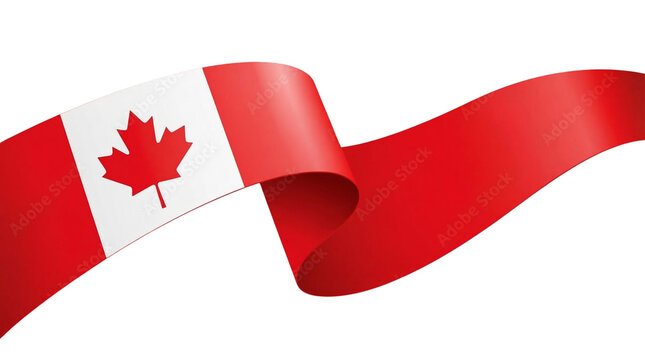 Waving Canadian Flag Isolated on White Background