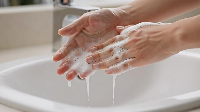 Proper handwashing technique with soap and water to prevent germs spread