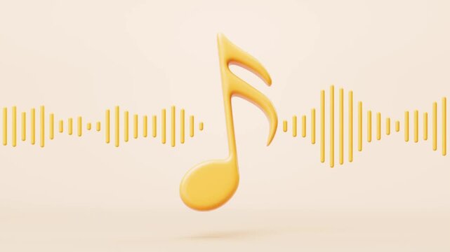 Golden musical note with sound wave animation