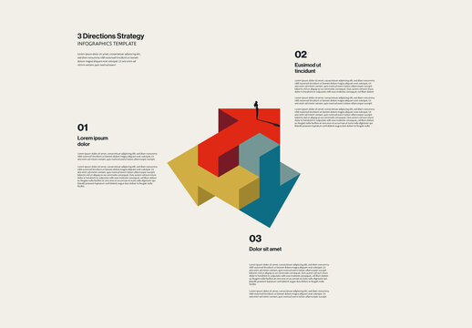 Three Directions Growth Strategy Infographic Template with Arrows
