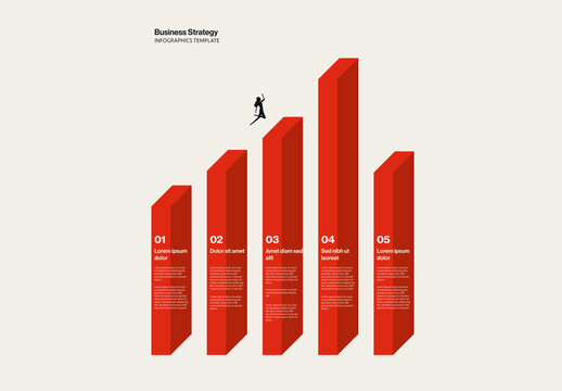 Business Strategy Infographic Template with 3D Chart Illustration