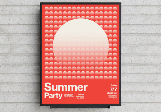 Retro Abstract Bauhaus Summer Party Poster Template with Gradient Sunset