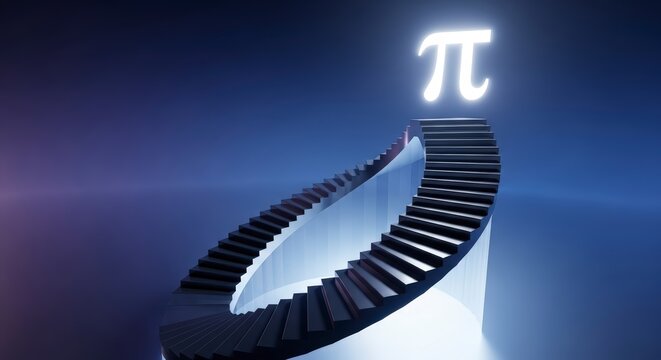 Mathematical Infinity Staircase with Pi Symbol.