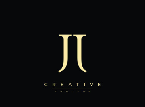 Golden jj creative logo template on transparent background for branding
