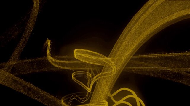 Golden Futuristic Sound Wave Animation With Glowing Particles In Seamless Loop Representing