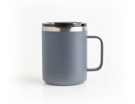 Thermos Mug. Stainless Steel Thermos Cup on white background.