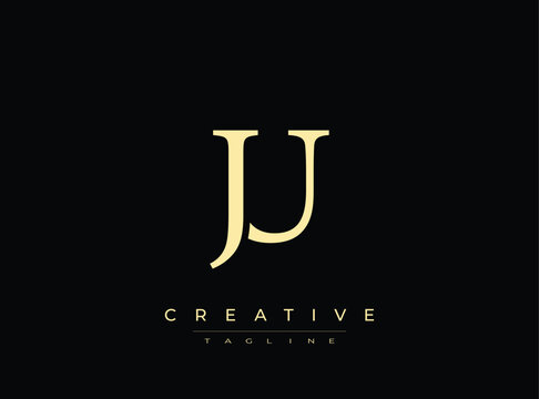 Creative jj logo design with elegant gold lettering on transparent background