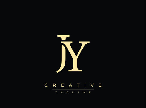 Luxury jy monogram logo with creative tagline on transparent background