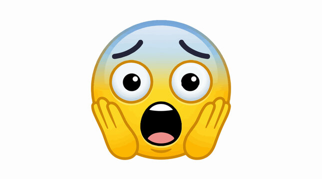 Emoji expressing fear shock and surprise with wide eyes and open mouth.