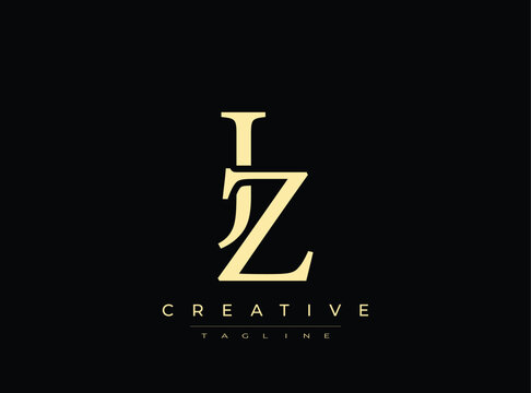 Gold LZ logo template with creative tagline on transparent background