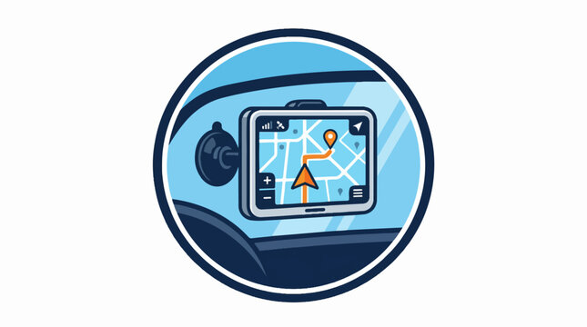 GPS navigation system in car dashboard for travel and direction.