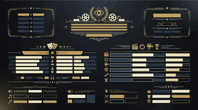 Art Deco Game UI Elements Collection for RetroFuturistic Designs.