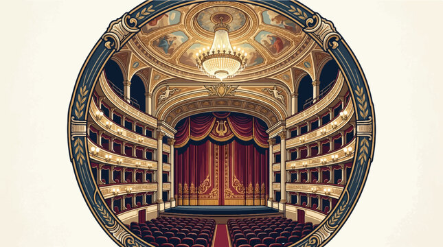 Grand historic theater interior with ornate balconies and stage.
