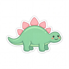 Naklejka premium Cute Stegosaurus Dinosaur Cartoon Sticker Illustration