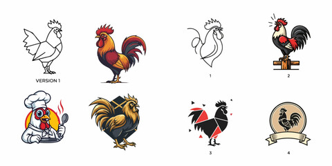 Rooster Illustrations Collection Farm Animals and Culinary Chef Graphics © dew es
