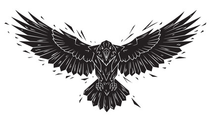 Obraz premium Black Silhouette Bird Flying With Spread Wings For Graphic Design Concepts on transparent background