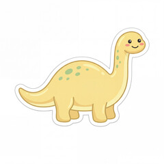 Fototapeta premium Cute Brontosaurus Dinosaur Cartoon Sticker Character