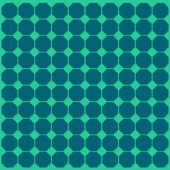 Seamless geometric tile pattern with teal octagons and diamond connectors. Modern repeating background perfect for wallpapers, floor tiles, textiles and contemporary surface design.
