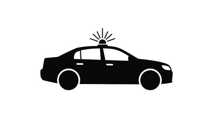 Silhouette of a police car with activated emergency lights on top © Nasima