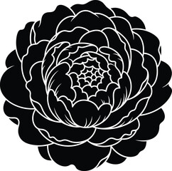 Obraz premium Elegant peony flower silhouette icon vector - botanical blossom art