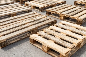 Wooden Pallets Stacked on Concrete Floor
