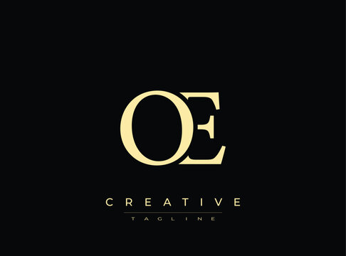 Luxury oe logo design with creative tagline on transparent background