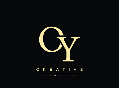 Creative logo template with cy initials and tagline placeholder design
