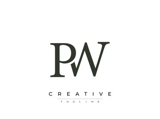 Obraz premium PW creative logo template with elegant typography and tagline
