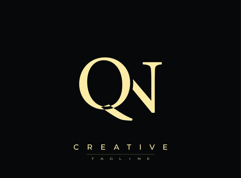 Golden qn logo on transparent background for creative branding