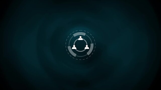 Minimalist three man icon project management concept animation. Business, Technology, Internet and network concept. Businesspeople discuss concept.