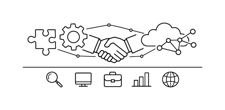 Business integration and connected enterprise systems enabling seamless collaboration between departments, platforms, and operational workflows in modern organizations, puzzle
