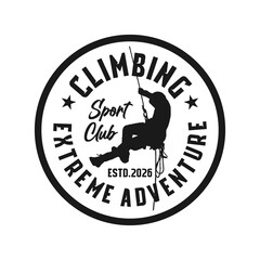 Extreme Adventure Climbing Club Logo Vector Monochrome