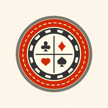 Scout badge with casino chips. Vector. Merit patch, sticker for camping outdoor and academic activities. Perfect for scouting groups, camping events, bike clubs, outdoor apparel, stickers, embroidery