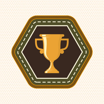 Scout badge with Trophy cup. Vector. Merit patch, sticker for camping outdoor and academic activities
