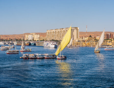Boats on the Nile, Aswan Egypt
