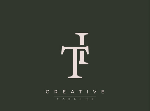 Monogram letter tf logo design element on dark background