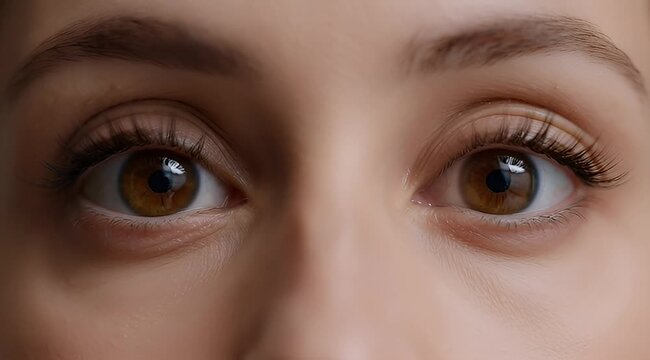 closeup shot of woman's beautiful hazel eyes with long lashes