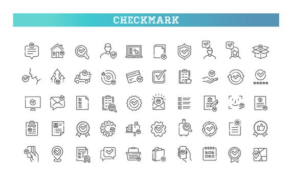 Check Mark Line Icons Set