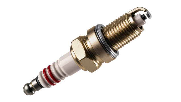 Automotive spark plug, a crucial engine component for ignition, isolated on a transparent background, essential for vehicle maintenance PNG