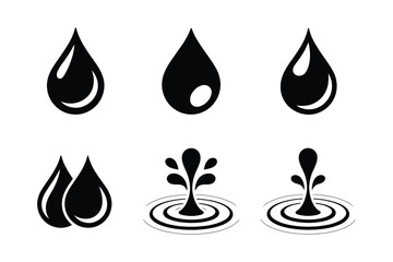 Fototapeta premium Water droplets icons set - simple liquid icons
