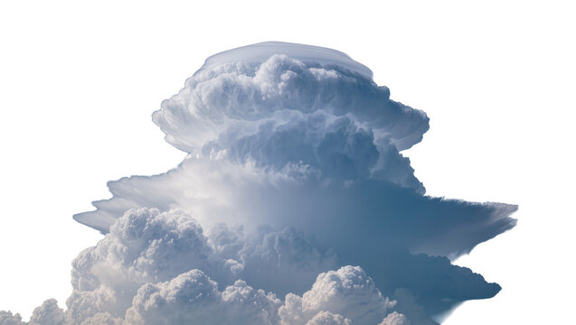 Massive cumulonimbus cloud with an anvil shape, isolated on transparent background, a dramatic weather phenomenon for design projects PNG